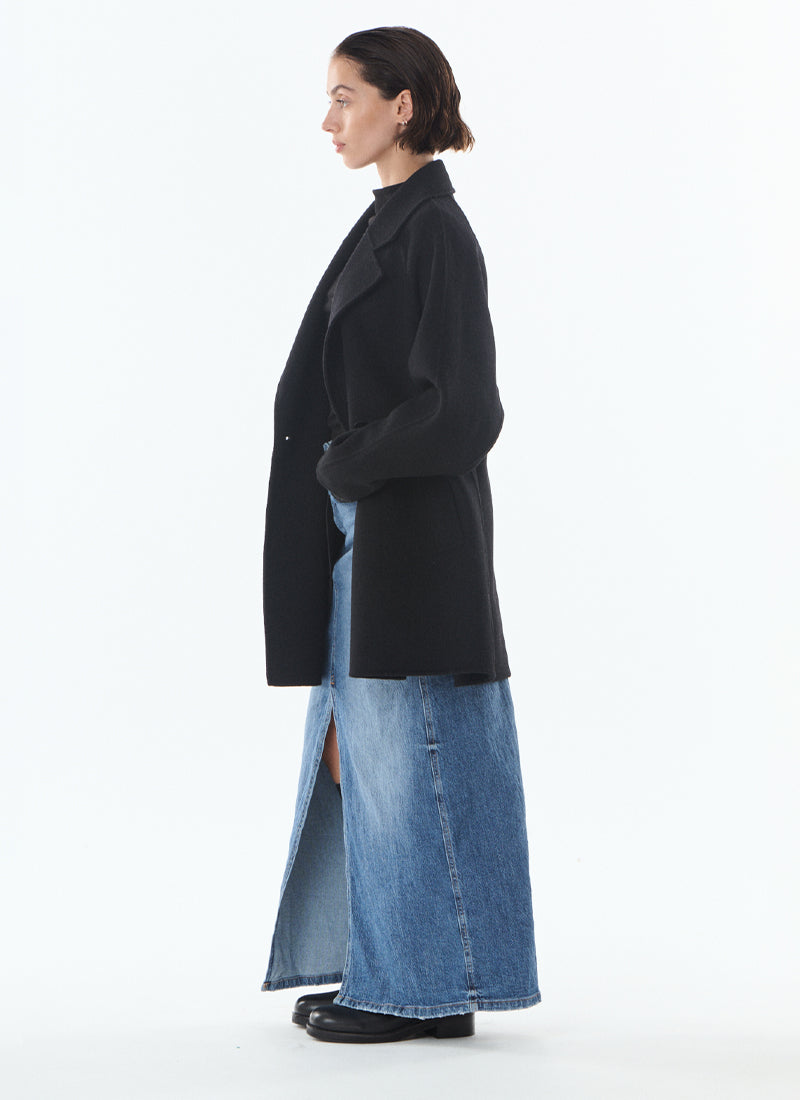 Olive Cashmere Blend Two Button Coat by Giovanni at Andrews