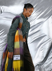 Glowing Up Check Fringe Scarf