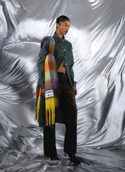 Glowing Up Check Fringe Scarf