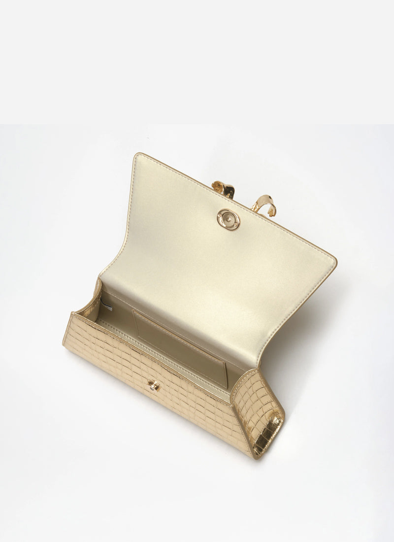 Self-Portrait Metallic Bow Mini Shoulder Bag