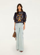 Golden Nature Printed 3/4 Puff Sleeve Blouse