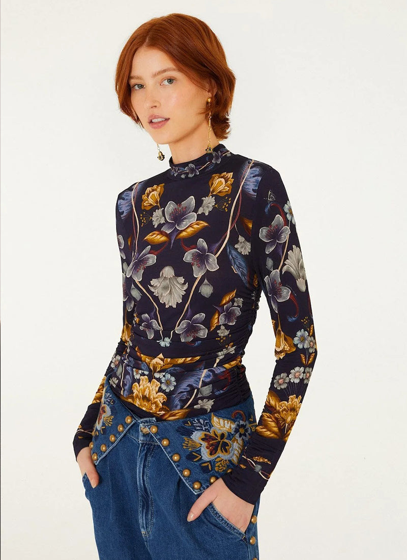 Golden Nature Printed Long Sleeve Jersey Top