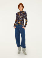 Golden Nature Printed Long Sleeve Jersey Top
