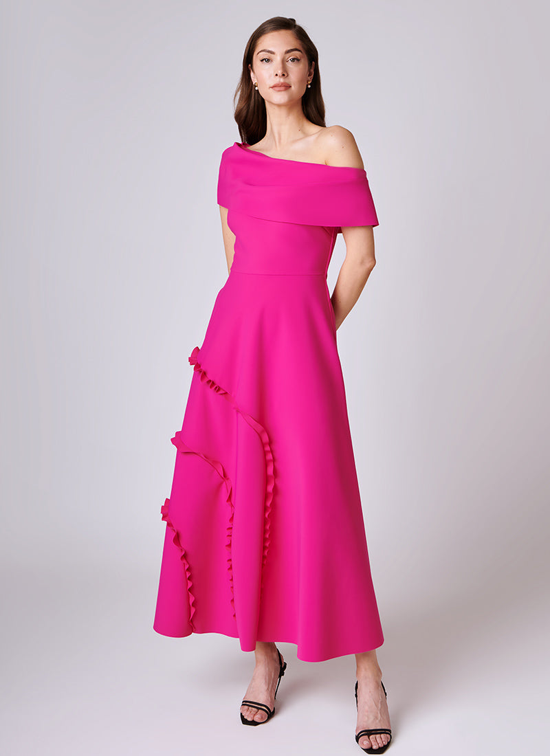Greta Midi Dress in Pink Stripe
