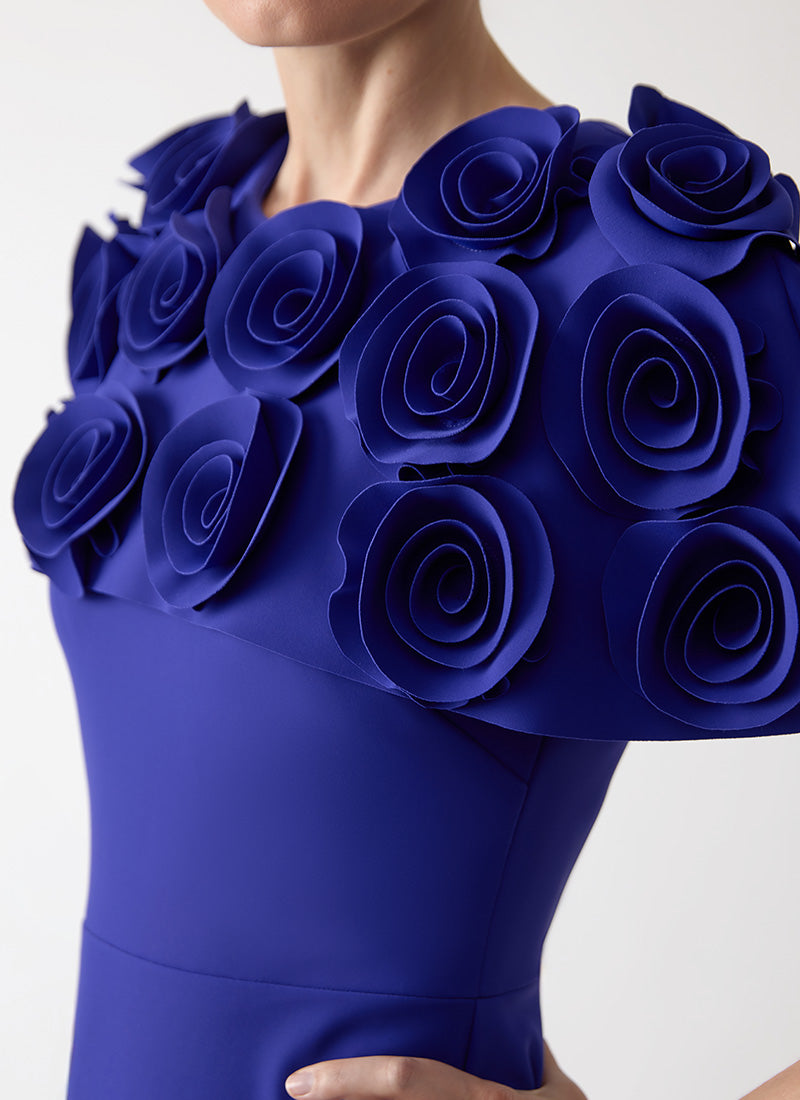 Greta Constantine Canna Floral Capelet Gown