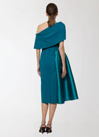 Greta Constantine Fontaine Draped Shoulder Dress