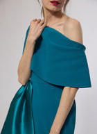 Greta Constantine Fontaine Draped Shoulder Dress
