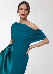 Greta Constantine Fontaine Draped Shoulder Dress