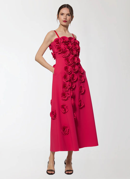 Greta Constantine Ligornia Floral Applique Midi Dress