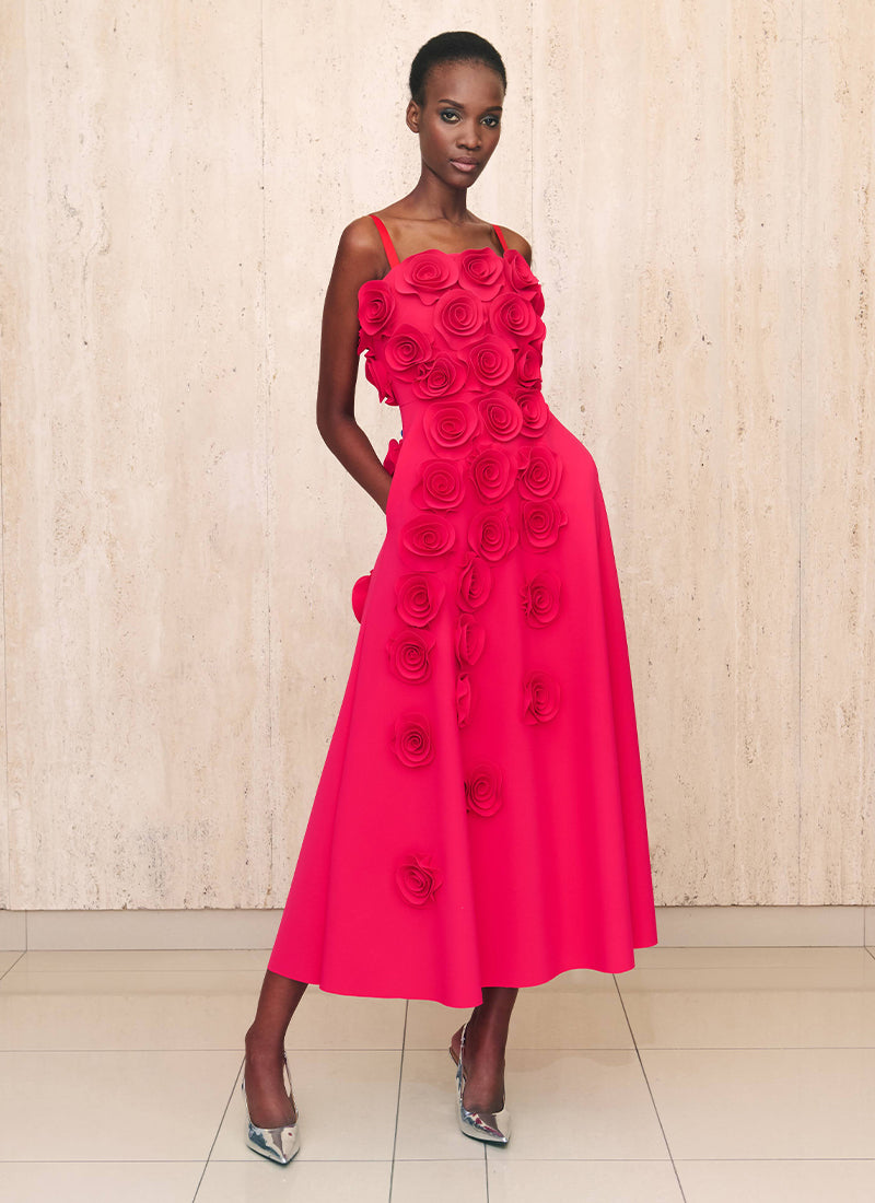 Ligornia Floral Applique Midi Dress Greta Constantine Andrews