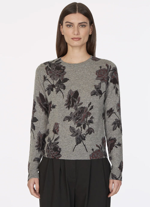 Autumn Cashmere Tonal Floral Cashmere Sweater