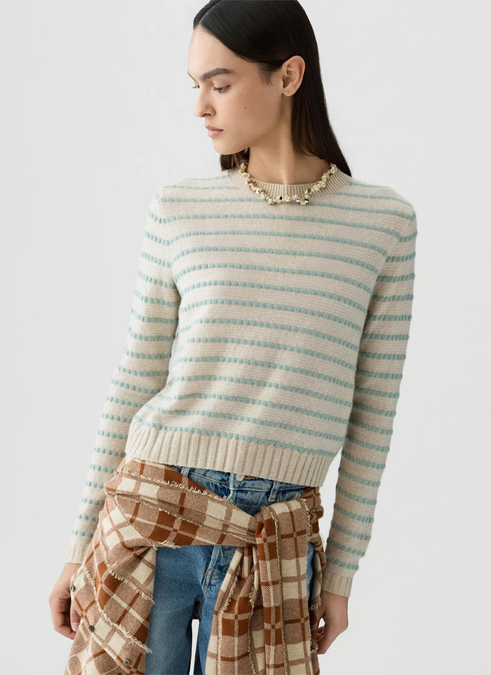 Pebble Stripe Shrunken Crew Sweater