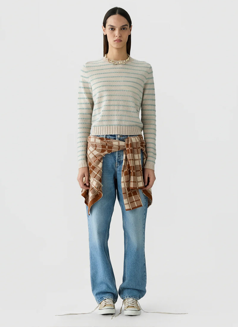 Pebble Stripe Shrunken Crew Sweater