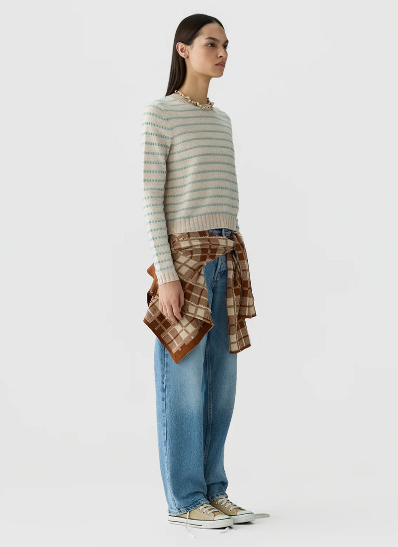 Pebble Stripe Shrunken Crew Sweater
