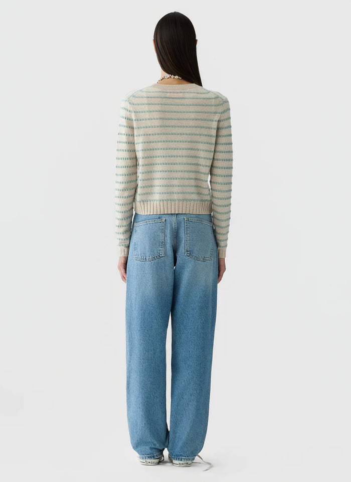 Pebble Stripe Shrunken Crew Sweater