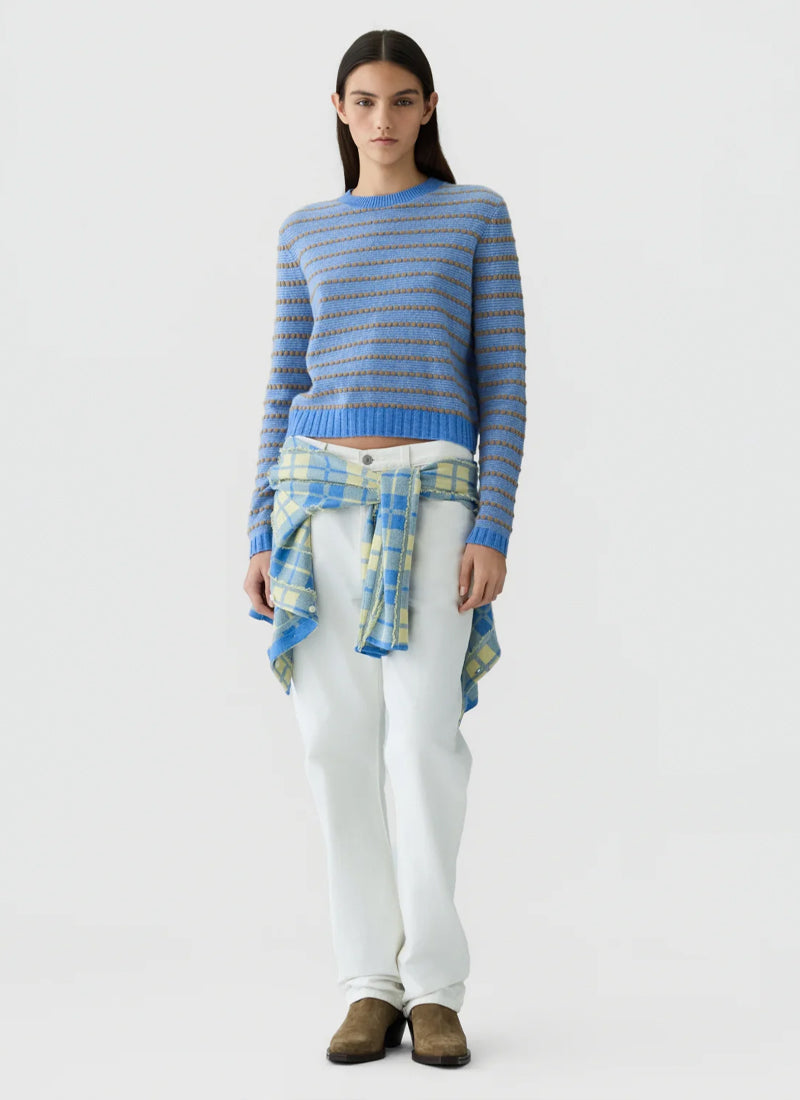 Pebble Stripe Shrunken Crew Sweater