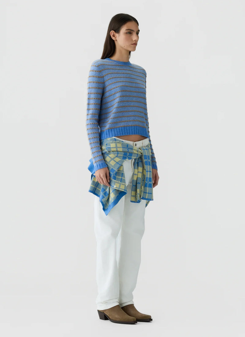 Pebble Stripe Shrunken Crew Sweater
