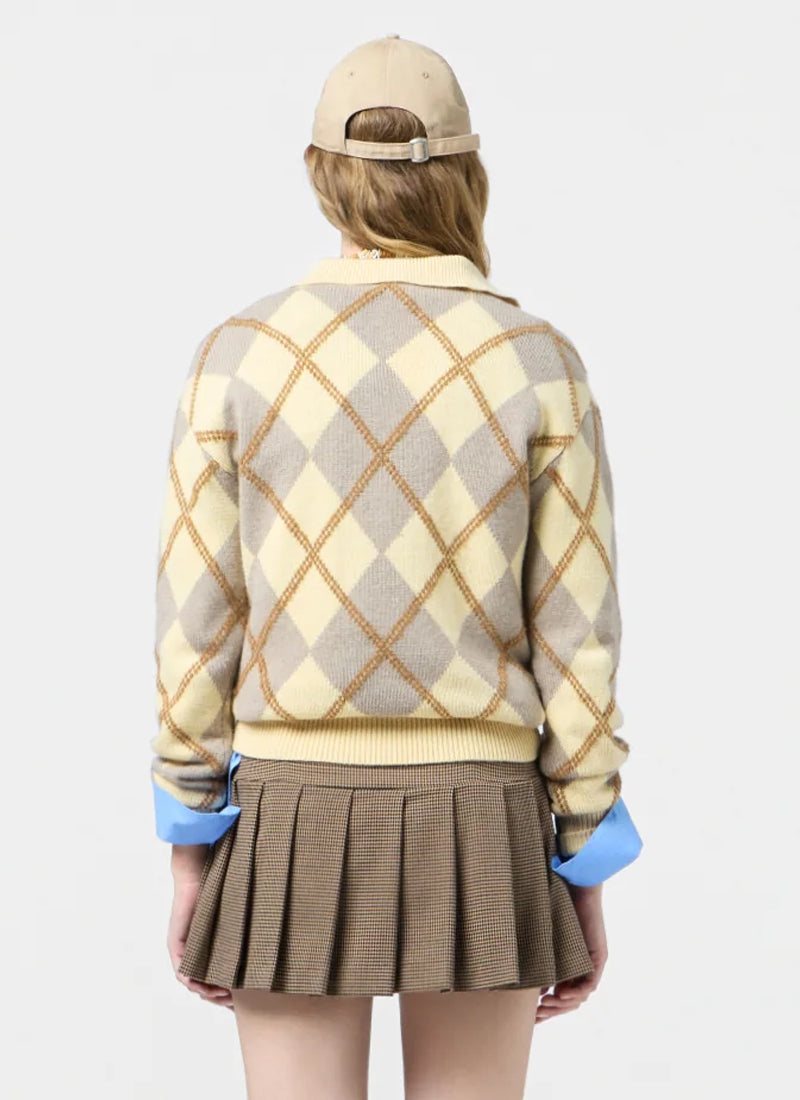 Collegiate Argyle Polo Sweater by GUEST IN RESIDENCE at Andrews
