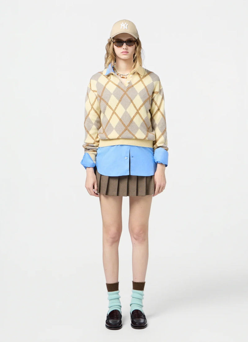 Collegiate Argyle Polo Sweater by GUEST IN RESIDENCE at Andrews