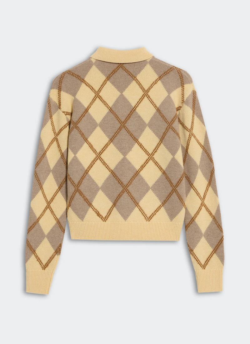 Collegiate Argyle Polo Sweater by GUEST IN RESIDENCE at Andrews