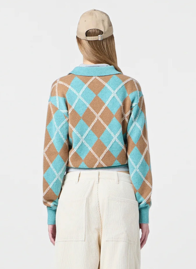 Collegiate Argyle Polo Sweater by GUEST IN RESIDENCE at Andrews