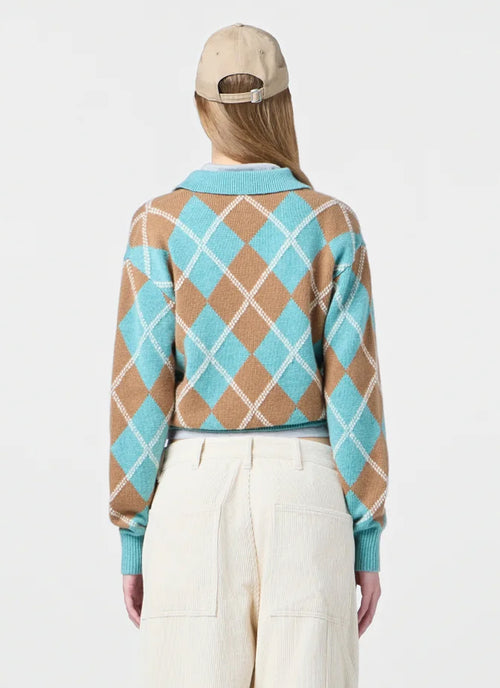 Collegiate Argyle Polo Sweater by GUEST IN RESIDENCE at Andrews