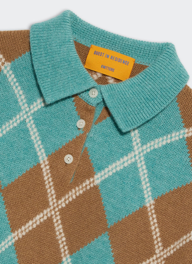 Collegiate Argyle Polo Sweater by GUEST IN RESIDENCE at Andrews