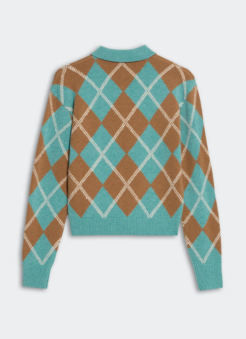 Collegiate Argyle Polo Sweater by GUEST IN RESIDENCE at Andrews
