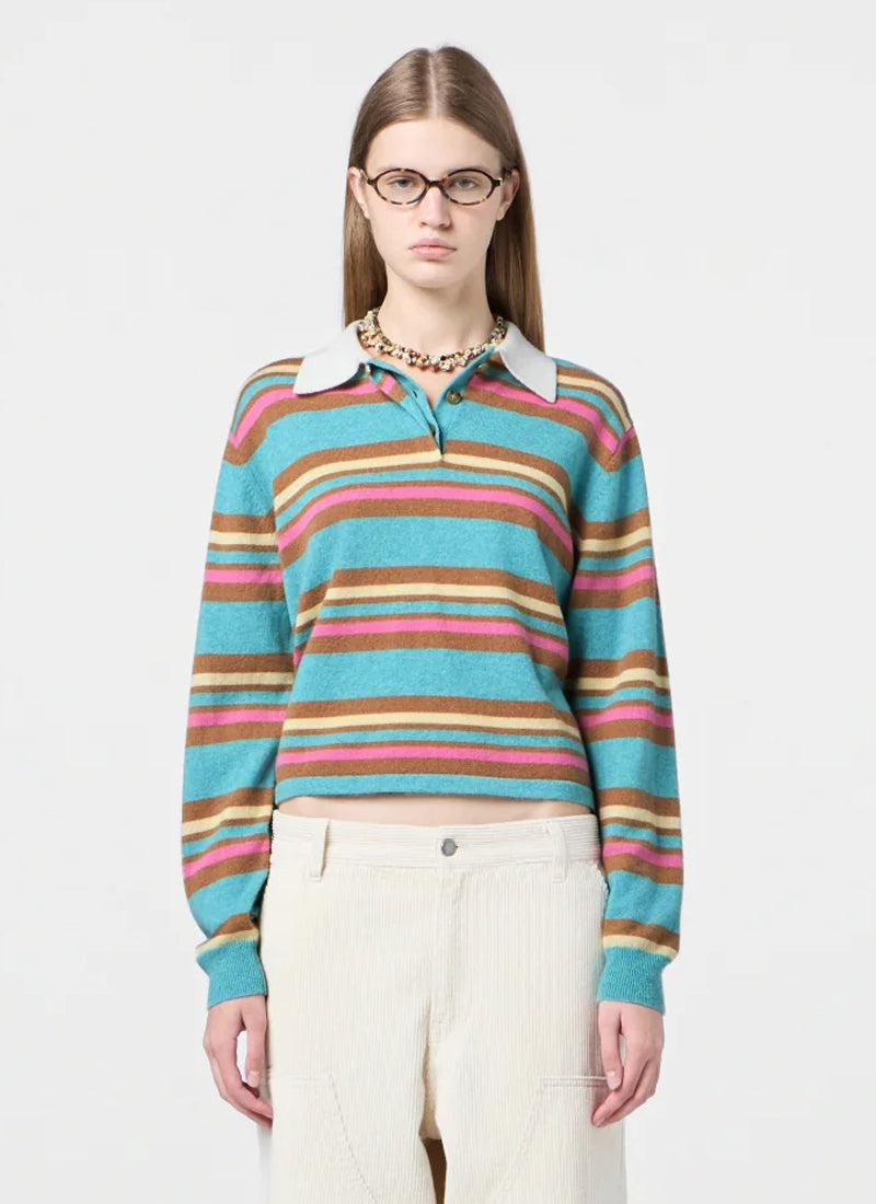 Cropped Stripe Rugby Polo Sweater by Guest in Residence at Andrews
