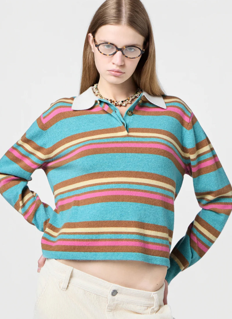 Cropped Stripe Rugby Polo Sweater by Guest in Residence at Andrews