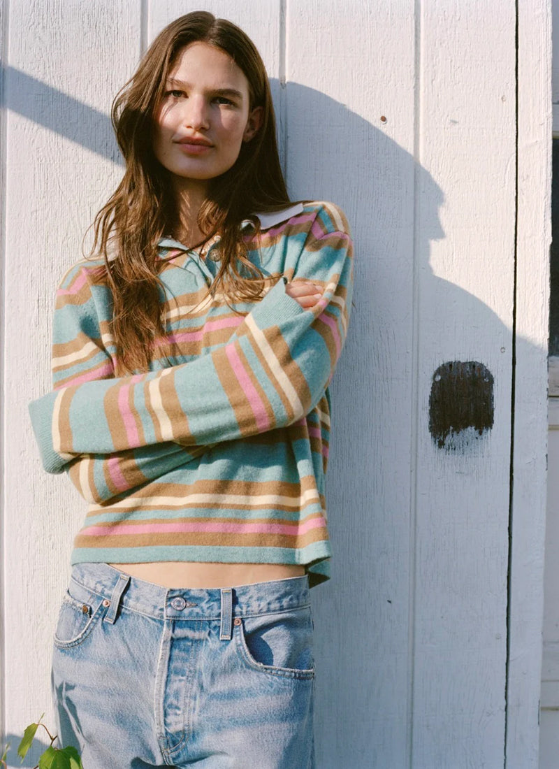 Cropped Stripe Rugby Polo Sweater by Guest in Residence at Andrews