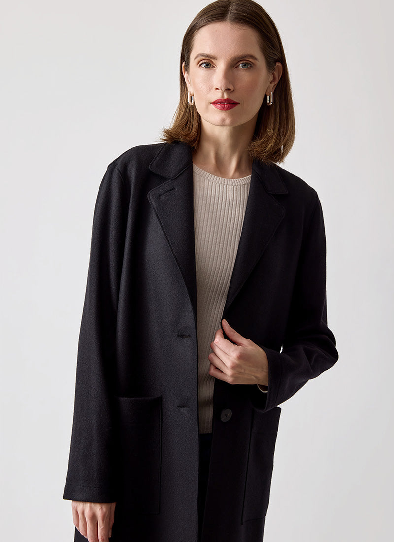 Harris Wharf London Wool and Cashmere Long Patch Pocket Coat