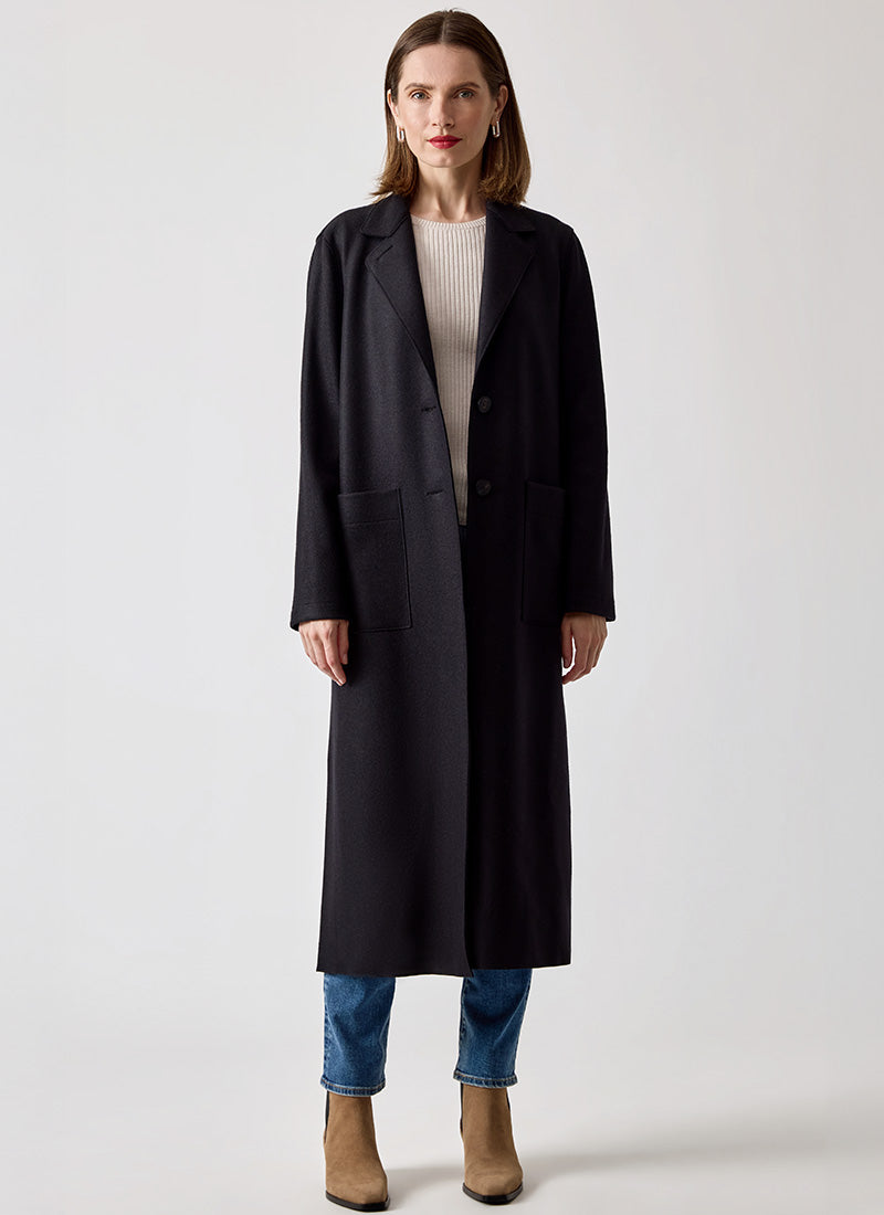 Harris Wharf London Wool and Cashmere Long Patch Pocket Coat