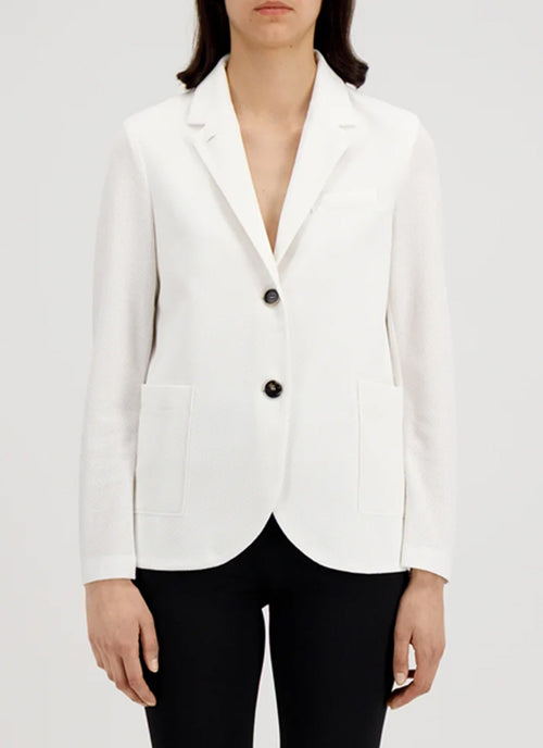 Stand Up Collar Honeycomb Blazer by Harris Wharf in Cream
