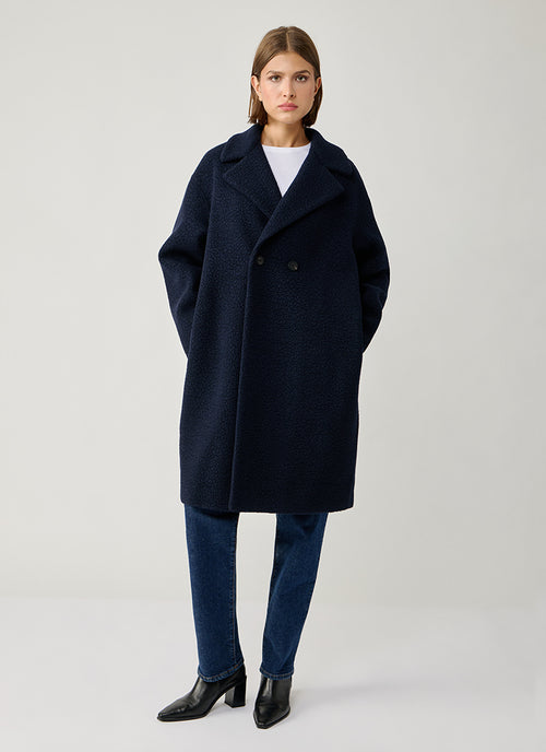 Drop Shoulder Double Boucle Coat