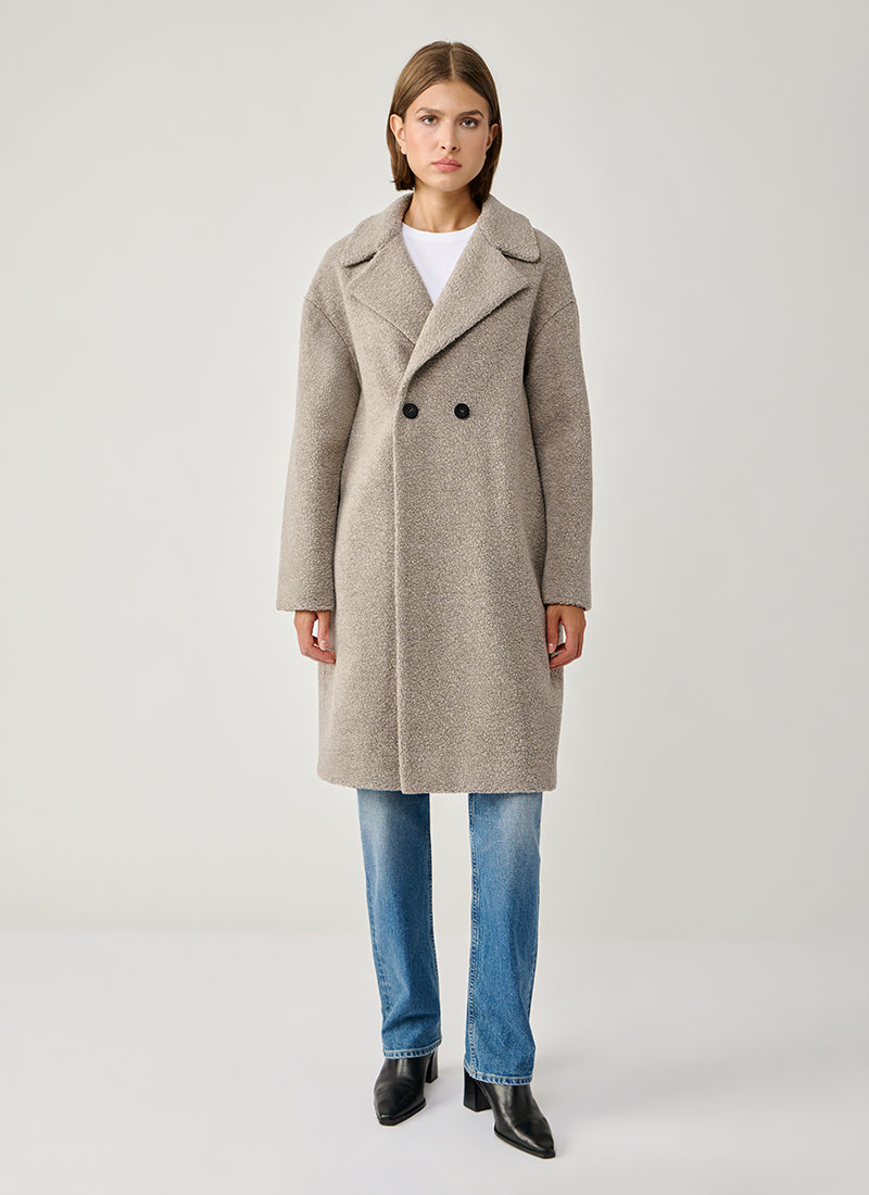 Drop Shoulder Double Boucle Coat