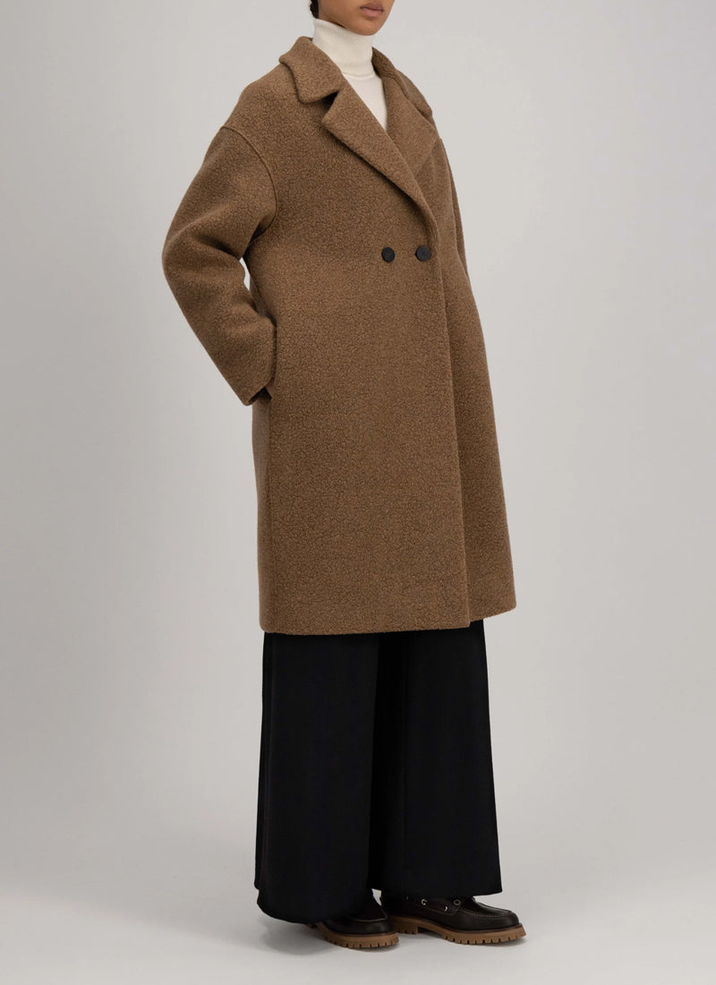 Drop Shoulder Double Boucle Coat