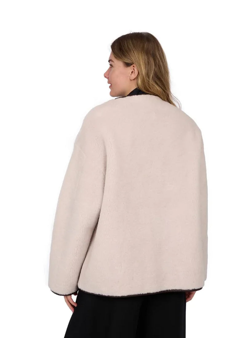 Hermine Faux Fur Collarless Jacket
