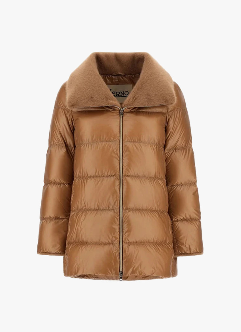 Shiny Nylon Faux Fur Jacket