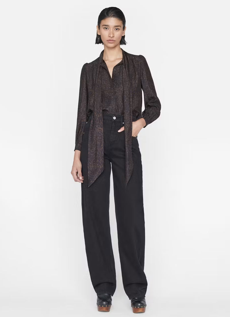Frame Femme Tie-Neck Silk Blouse
