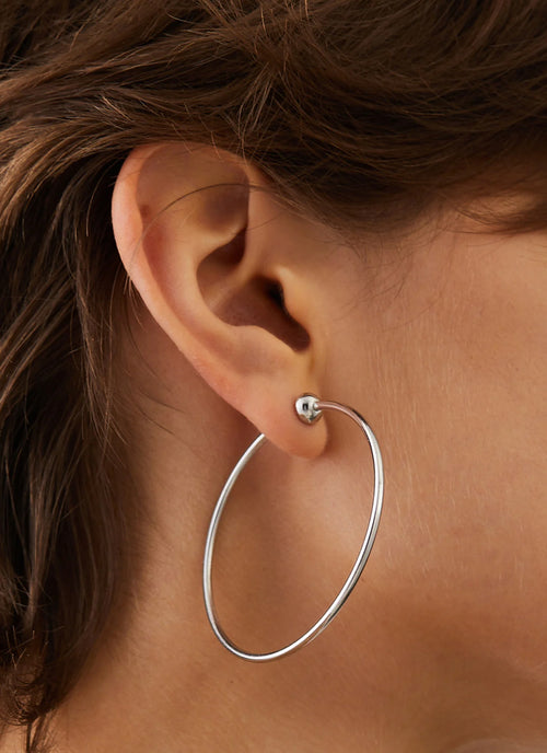 Jenny Bird Medium Rhodium Icon Hoops