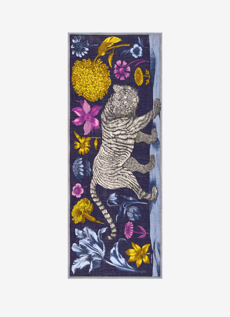 Inoui Editions Gustav 80 Tiger Wool Scarf Nvy