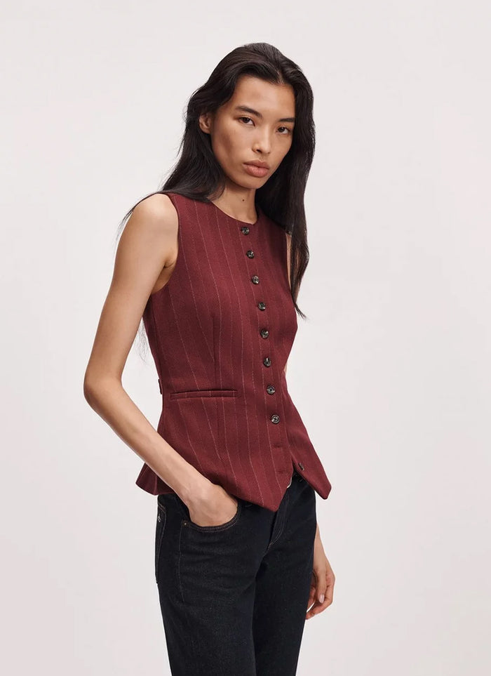 Irina Ponte Jacquard Long Tailored Vest