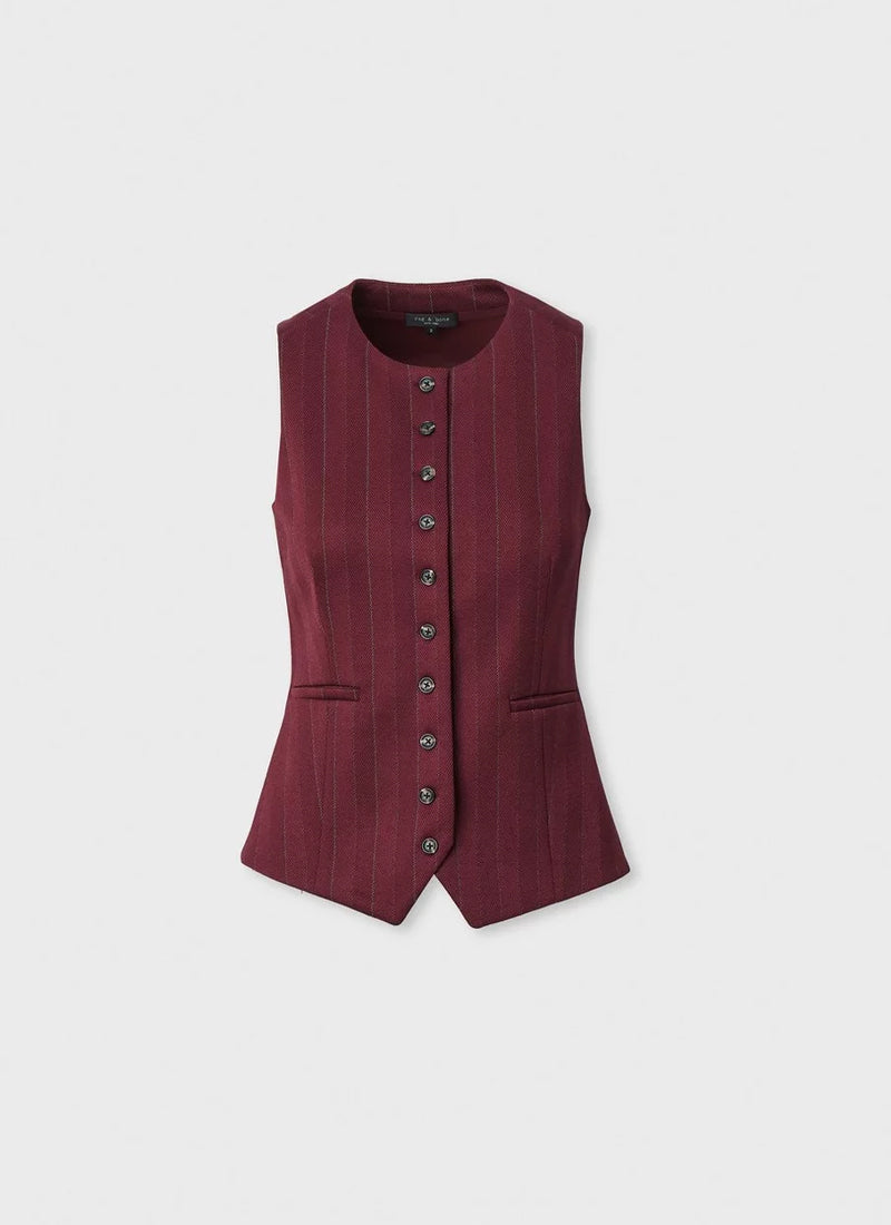Irina Ponte Jacquard Long Tailored Vest