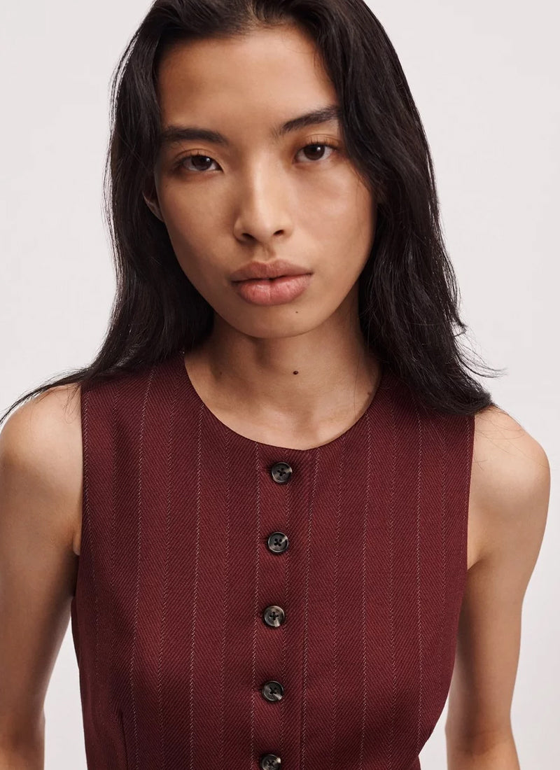 Irina Ponte Jacquard Long Tailored Vest