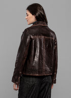 JACKIE LEATHER Cigny Hand Washed Biker Leather Jacket