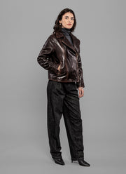 JACKIE LEATHER Cigny Hand Washed Biker Leather Jacket