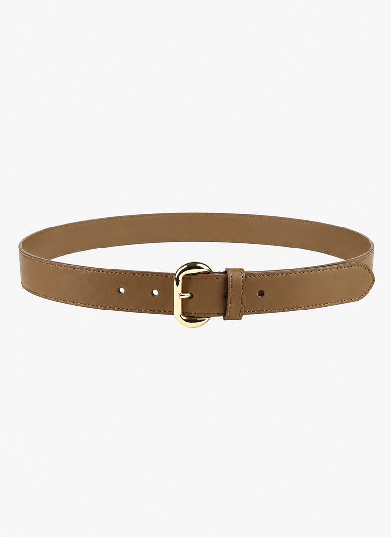 Jane Oval Polish Buckle Belt camel