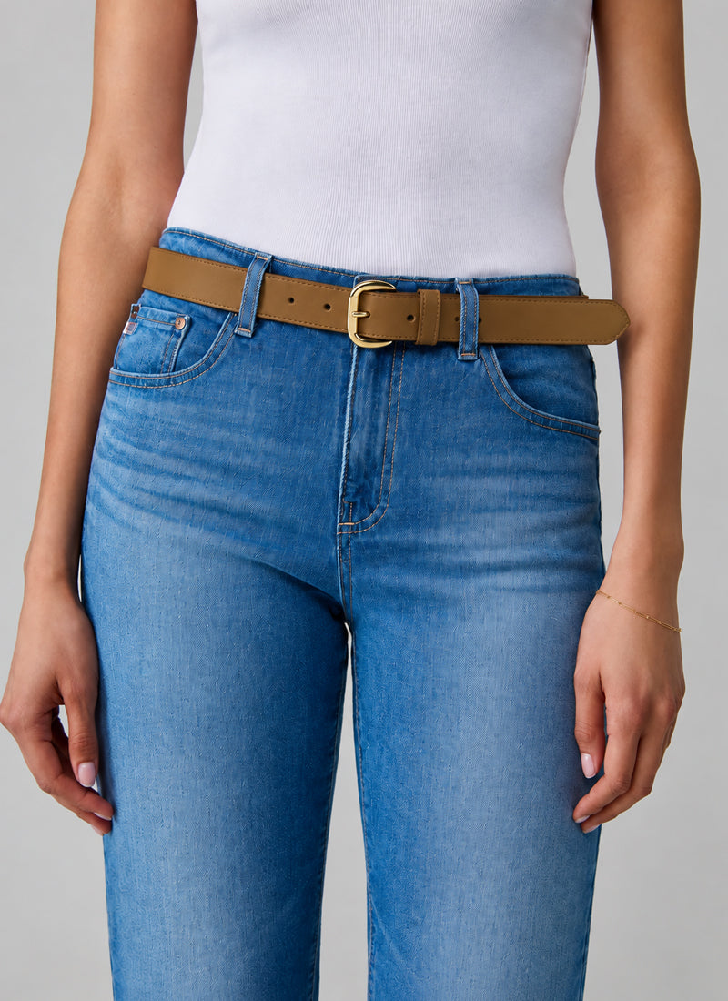 Jane Oval Polish Buckle Belt camel