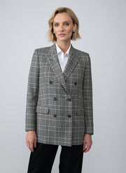 Jasmine Double Breasted Houndstooth Plaid Blazer